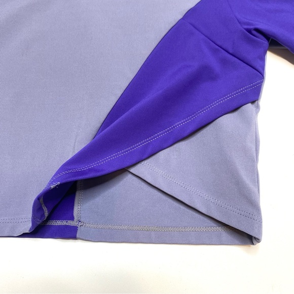 Gymshark Asymmetric Crop Top Steel Blue Indigo Purple Short Sleeve Size Medium - Picture 7 of 9